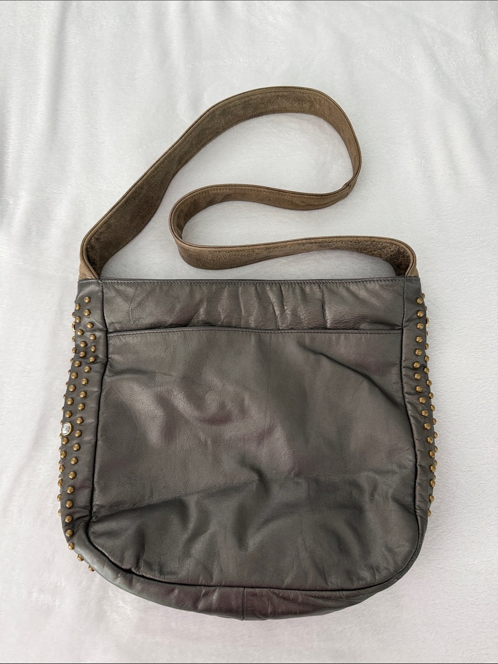 Any offers accepted 🎉Stud-Trim Leather Crossbody Bag in Dark Gray
